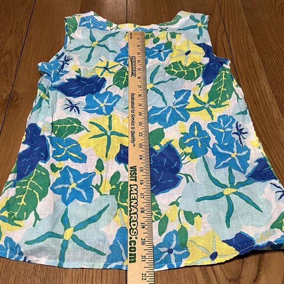 TALBOTS Linen Tank Top Women’s Size XS Floral ColorfulSleeveless Blouse Light - Picture 5 of 8